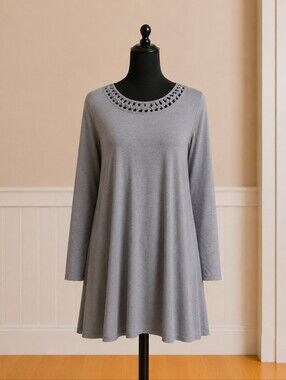 Charlie Paige Gray Long Sleeve Tunic